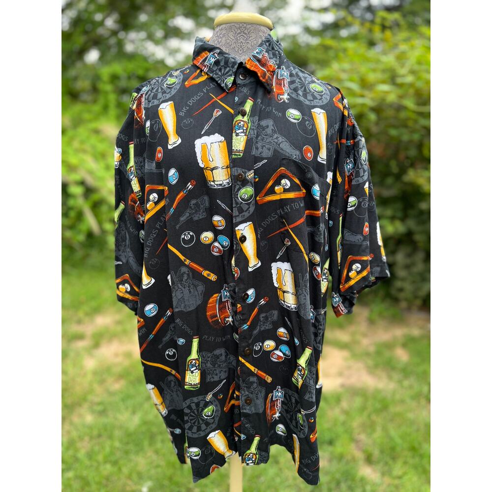Big Dogs men's short sleeve button up pool and beer shirt size XL